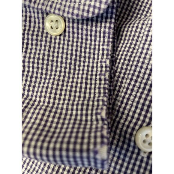 Ralph Lauren Mens Oxford Shirt 17 32/33 Yarmouth Purple White Long Sleeve - Picture 3 of 12